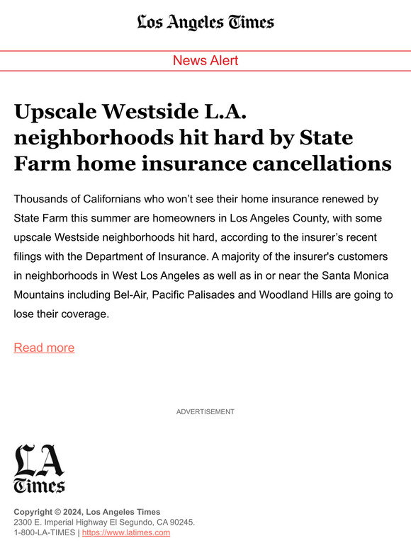 Upscale Westside L.A. neighborhoods hit hard by State Farm home insurance cancellations