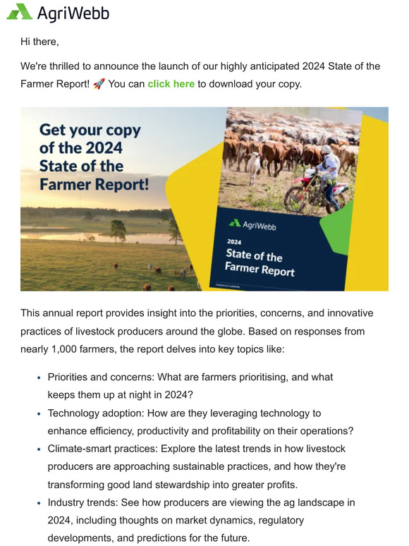 🎊 It’s here! AgriWebb's 2024 State of the Farmer Report is now live.