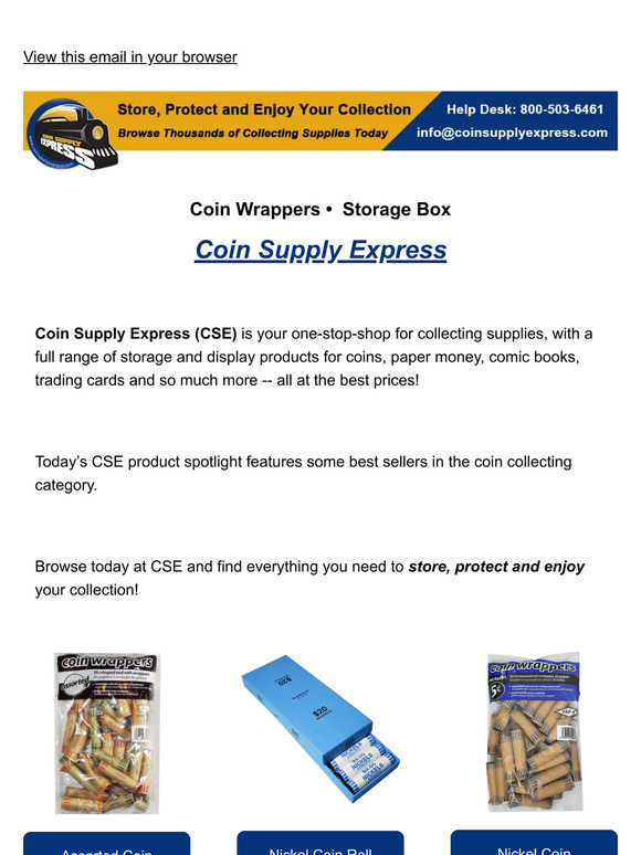 Coin Supply Express Email Newsletters Shop Sales Discounts and