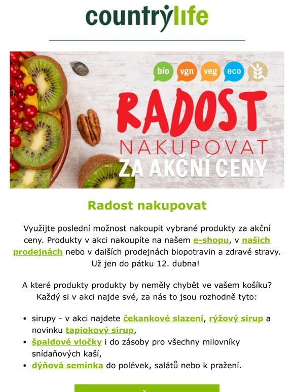 Poslední akční dny, novinky a recepty
