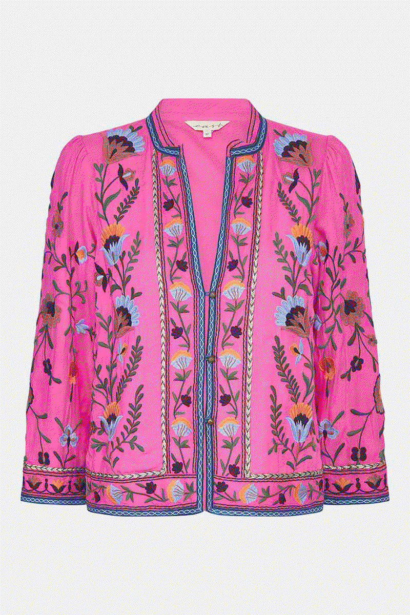 Hot Pink Embroidered Short Jacket
