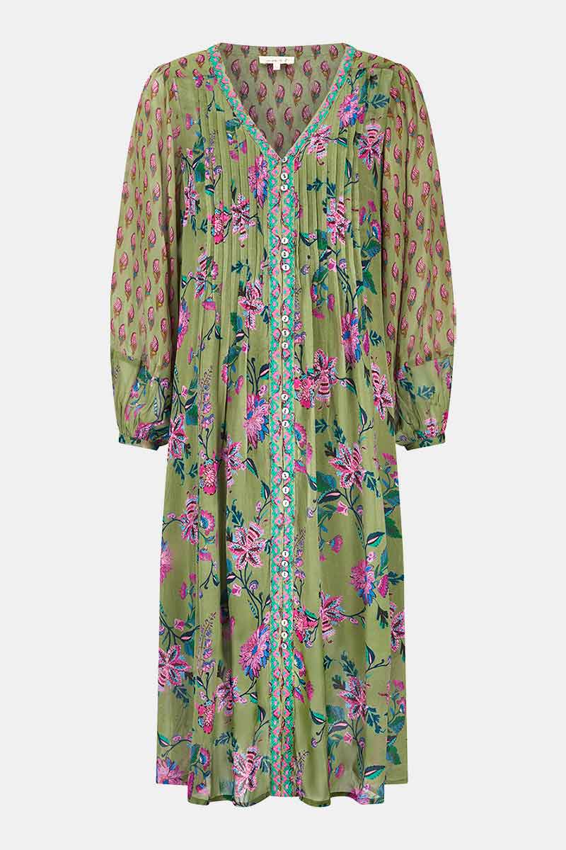 Hettie Khaki Georgette Dress