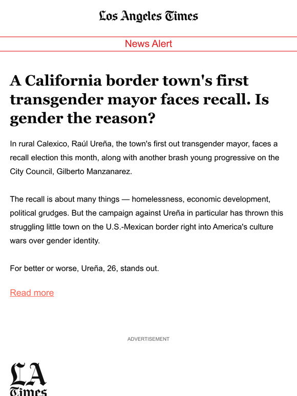 A California border town's first transgender mayor faces recall. Is gender the reason?