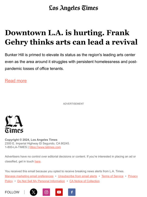 Downtown L.A. is hurting. Frank Gehry thinks arts can lead a revival