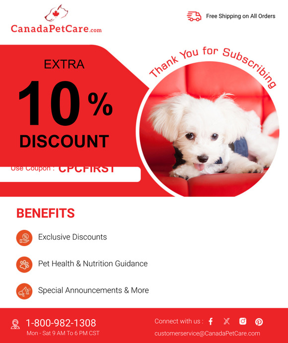 Thank you for subscribing with CanadaPetCare.com