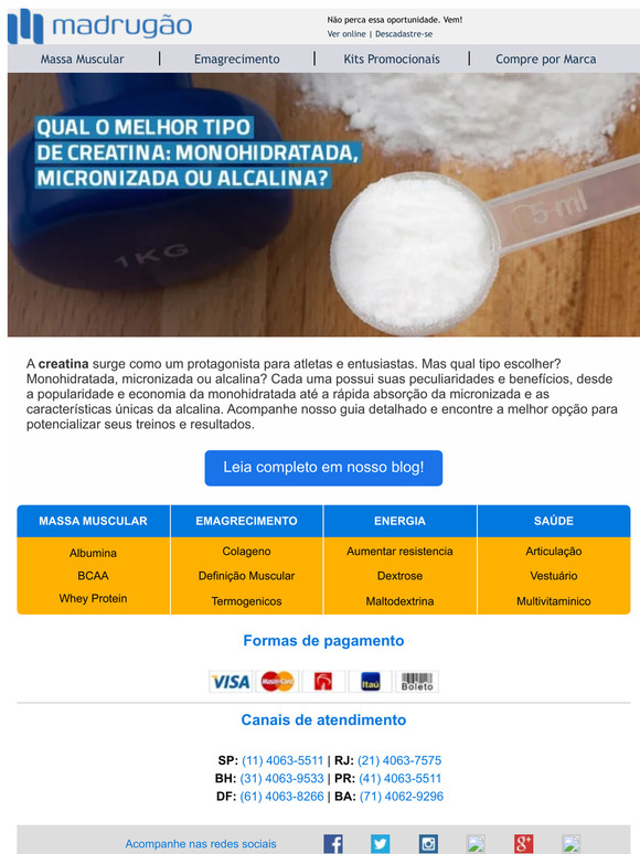 Descubra a Creatina Ideal para Seu Treino: Monohidratada, Micronizada ou Alcalina?