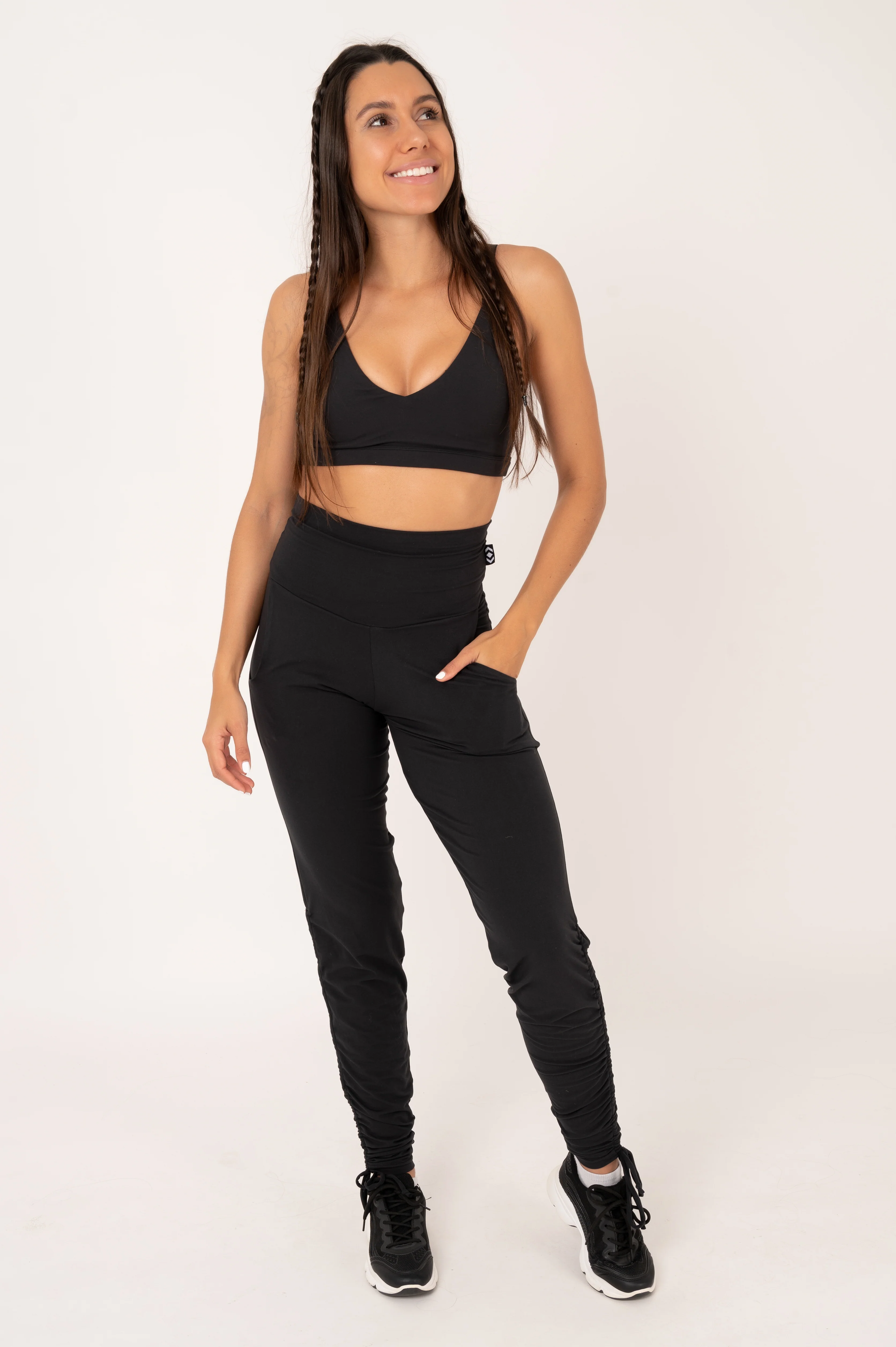Image of Black Soft To Touch - Jogger Long Tie Sided w/ Pockets