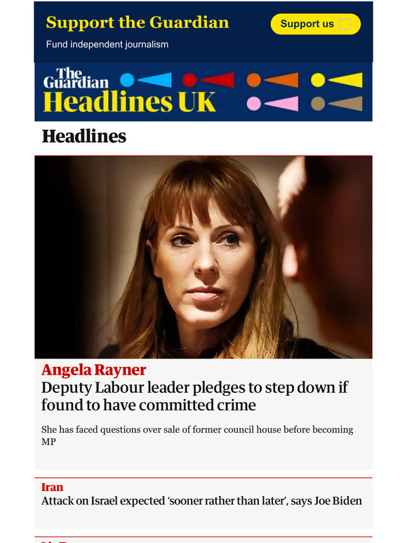 The Guardian The Guardian Headlines Angela Rayner Says She Will Step Down If Found To Have