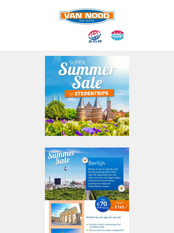 Super Summer Sale op stedentrips, profiteer snel!