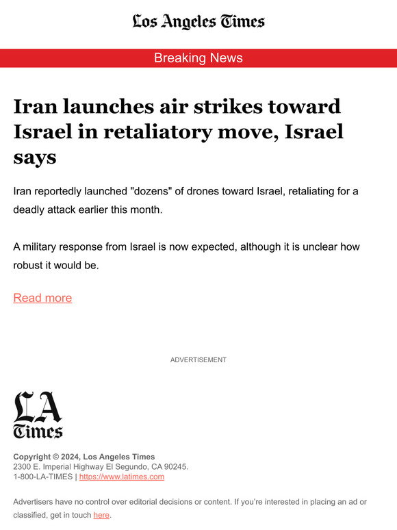Iran reportedly launches airstrikes toward Israel in retaliatory move