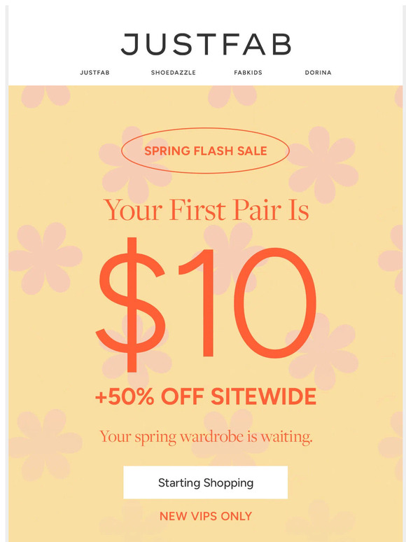 justfab first pair 10 dollars