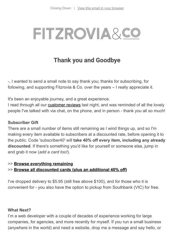 Thank you and Goodbye