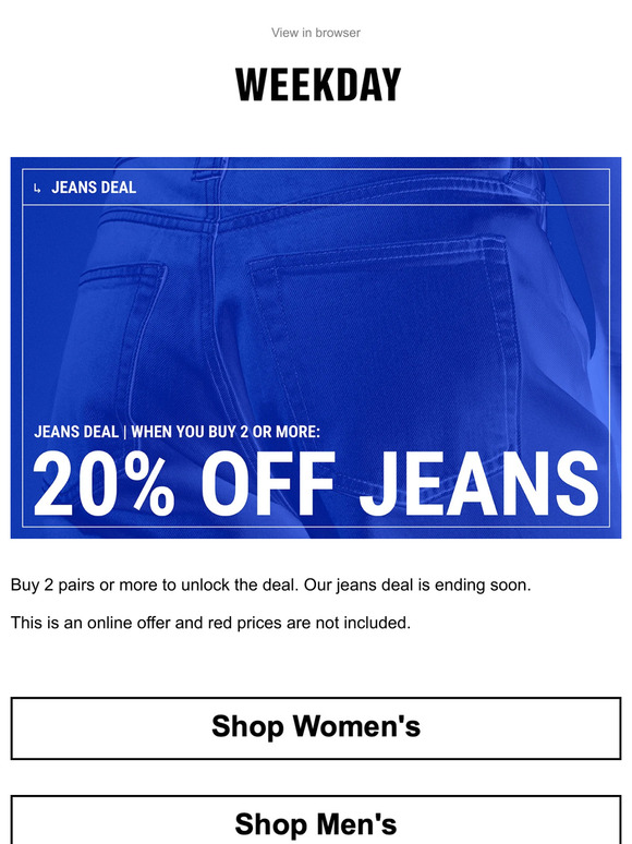 20% off jeans — Last chance!