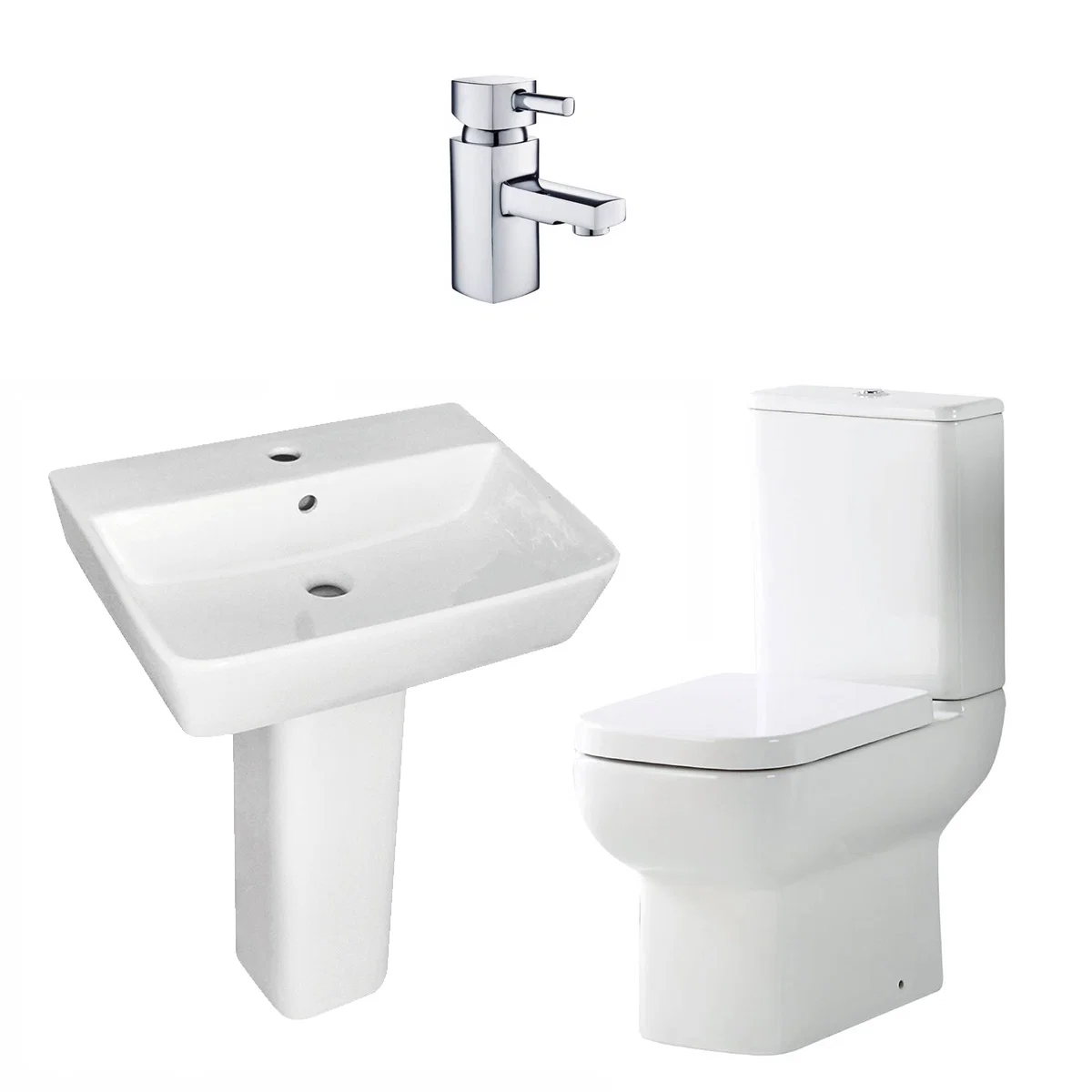 Image of Modern Square Basin, Toilet & Tap Pack