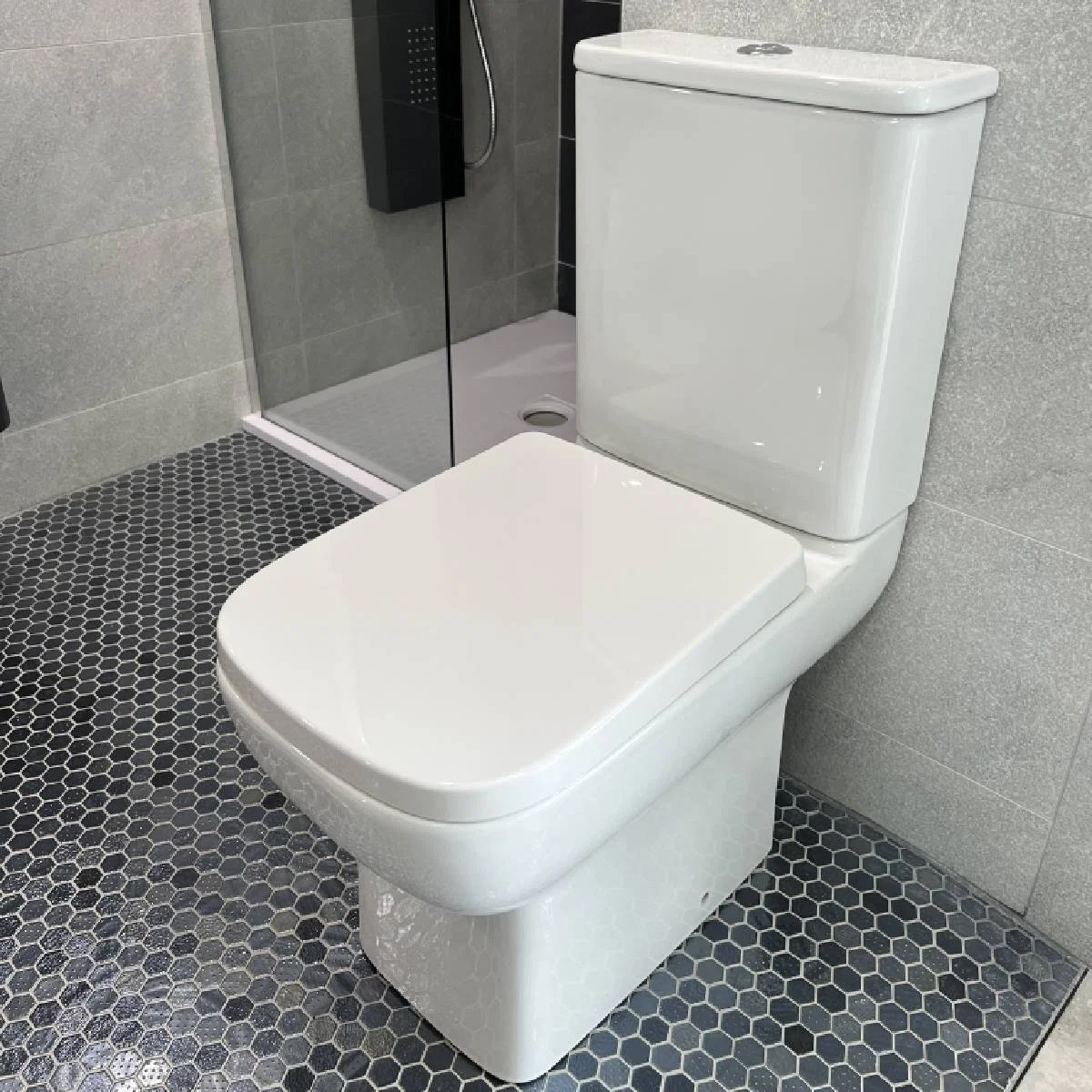Image of Aida Rimless Close Coupled Toilet with Clip off Soft Close Toilet Seat (15738)