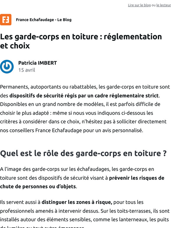 Les garde-corps en toiture : réglementation et choix