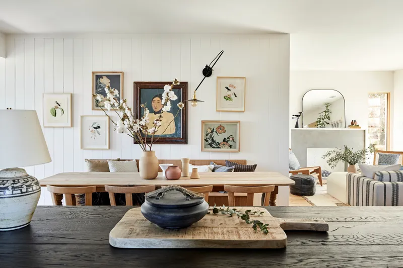 Japandi style dinning room and living room 