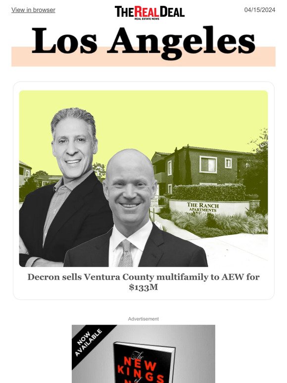 Decron sells Ventura County multifamily; Schreiber extends Hankey loan ... and more