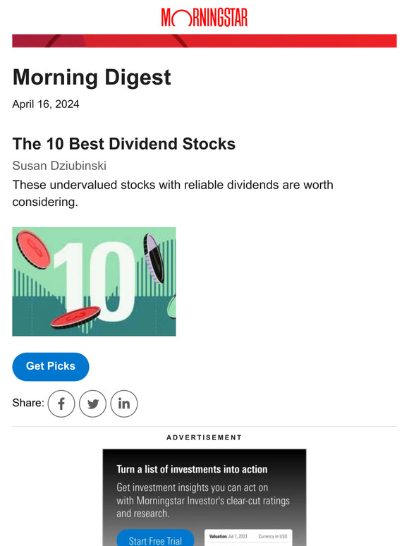 Morningstar Inc. The 10 Best Dividend Stocks Milled