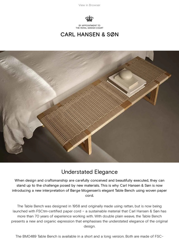 NEWS | Børge Mogensen’s Table Bench in woven paper cord