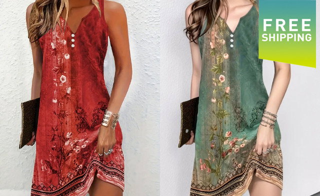 Floral Print Sleeveless Dress