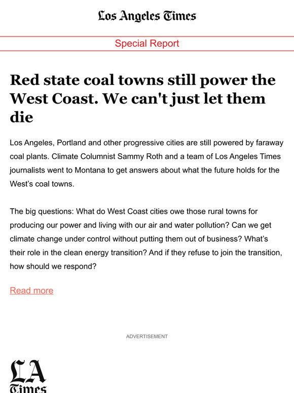 Column: Red state coal towns still power the West Coast. We can’t just let them die