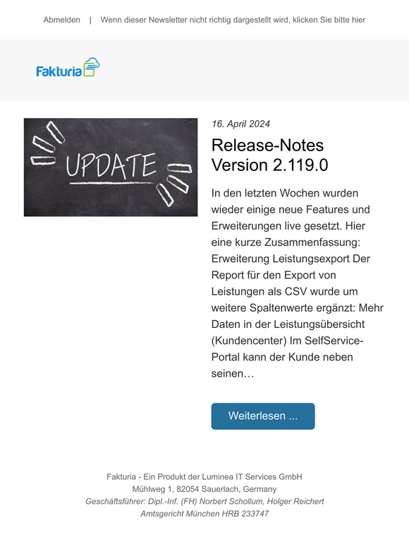 Fakturia: Release-Notes Version 2.119.0