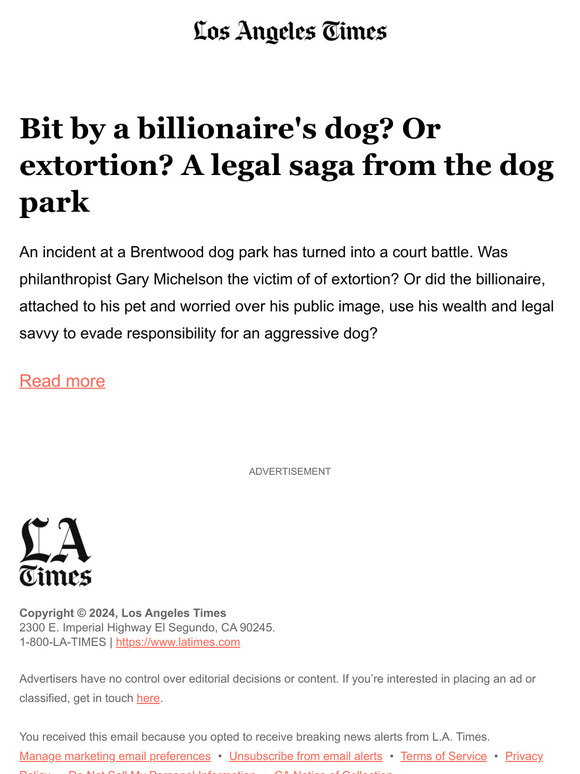 Bit by a billionaire's dog? Or extortion? A legal saga from the dog park