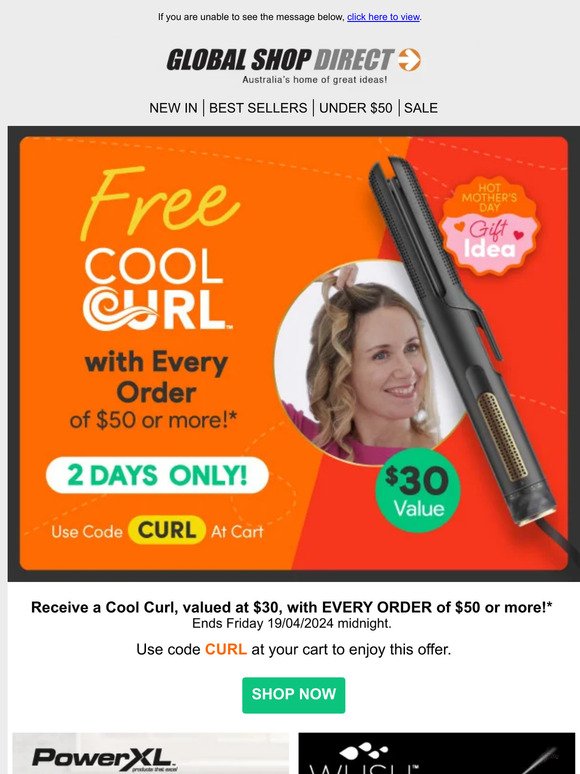 Enjoy A FREE Curl Curl with Every Order over $50 or more!
