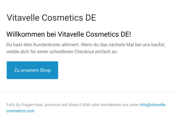 Bestätigung des Kundenkontos
