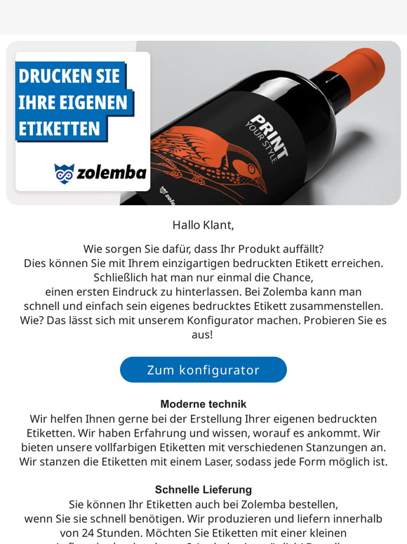 Erstellen Sie Ihre eigenen Etiketten mit unserem Konfigurator