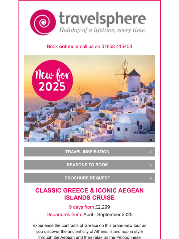 travelsphere NEW for 2025 Classic Greece & Iconic Aegean Islands