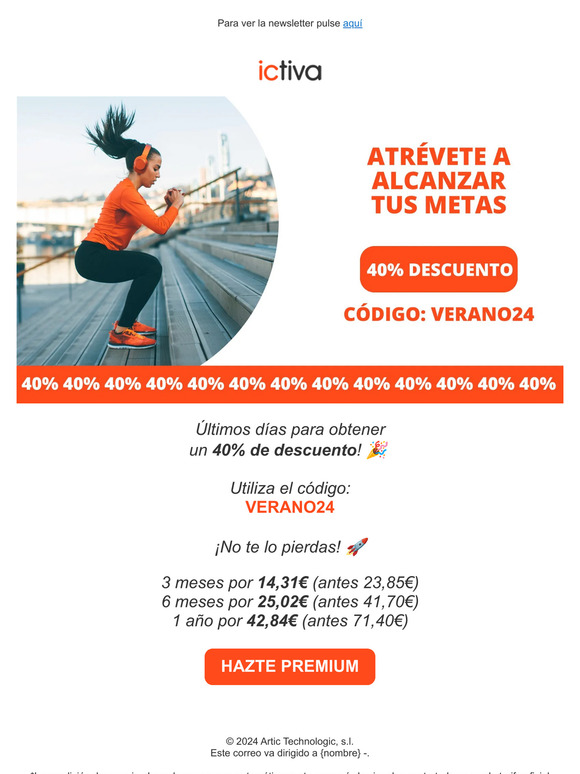 Últimos días de gimnasio al 40% de descuento