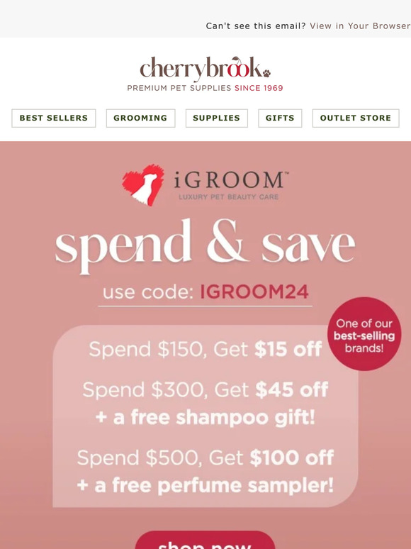 Cherrybrook Save on iGroom and Attend A Free inar! Milled