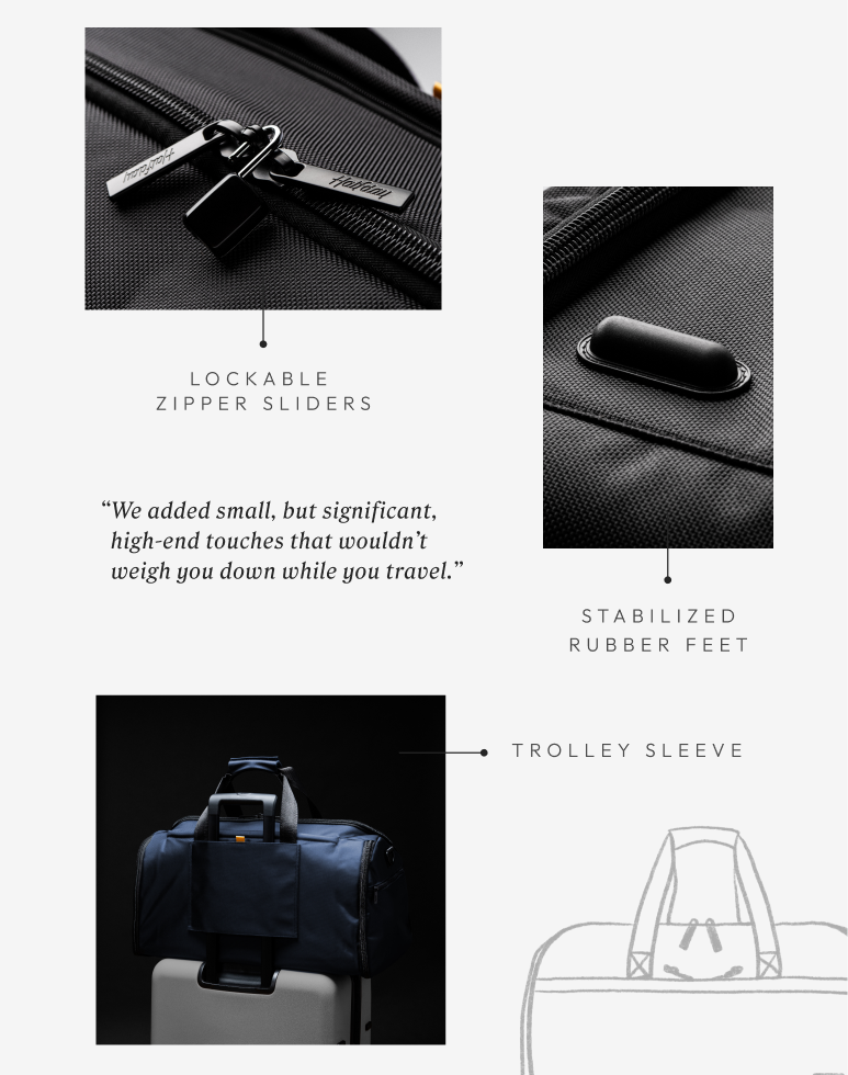We added small, but significant, high-end touches that wouldn't weight you down while you travel."