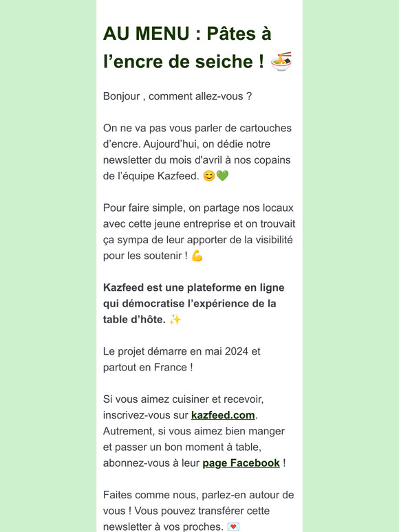 AU MENU : Pâtes à l’encre de seiche ! 🍜