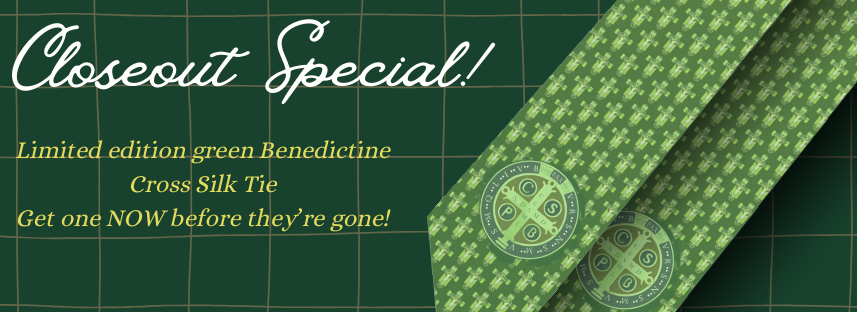 Green Benedictine Cross Silk Tie