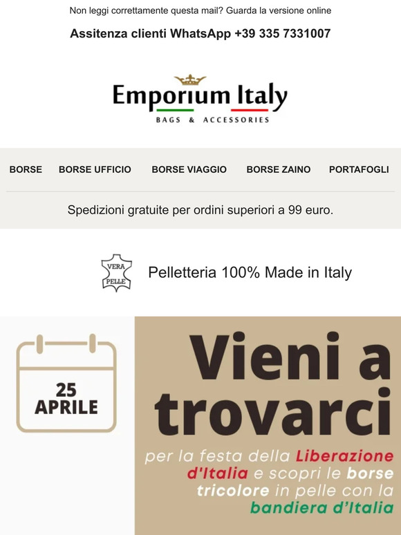 👜 Borse Tricolore in pelle per il 25 Aprile - Festa della Liberazione d'Italia