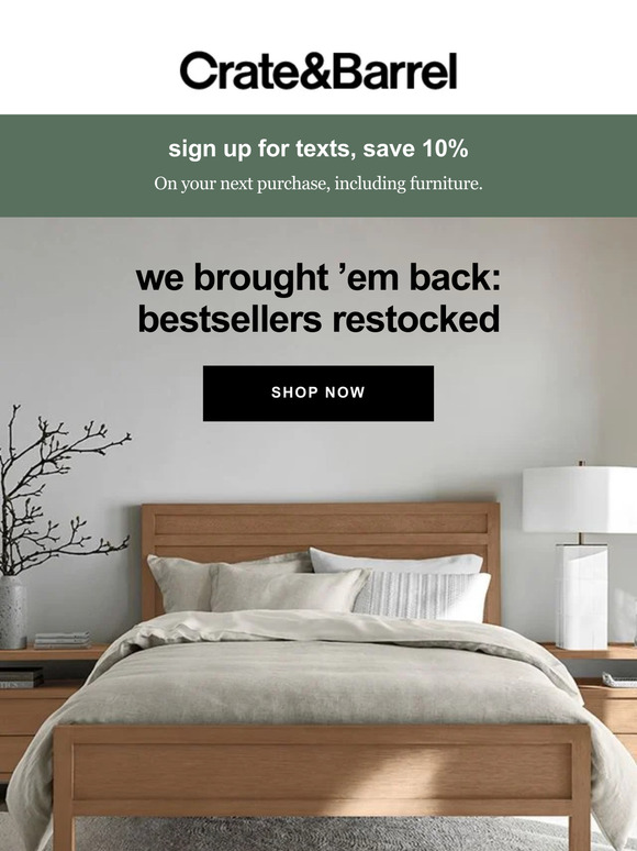 Crate and Barrel Email Newsletters Shop Sales, Discounts, and Coupon Codes