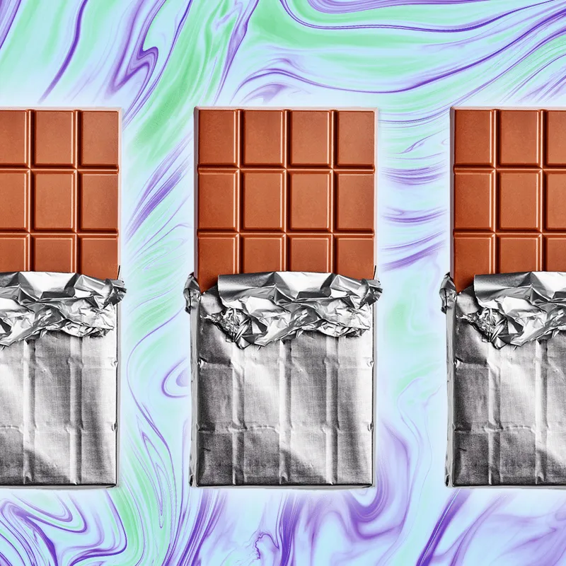 Chocolate bars on a trippy psychadelic background