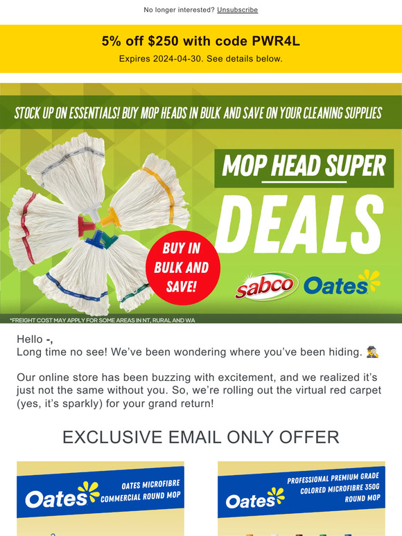 🌻 Mop up the Savings! Freshen Up with Our New Bulk Mop Collection! 🌼