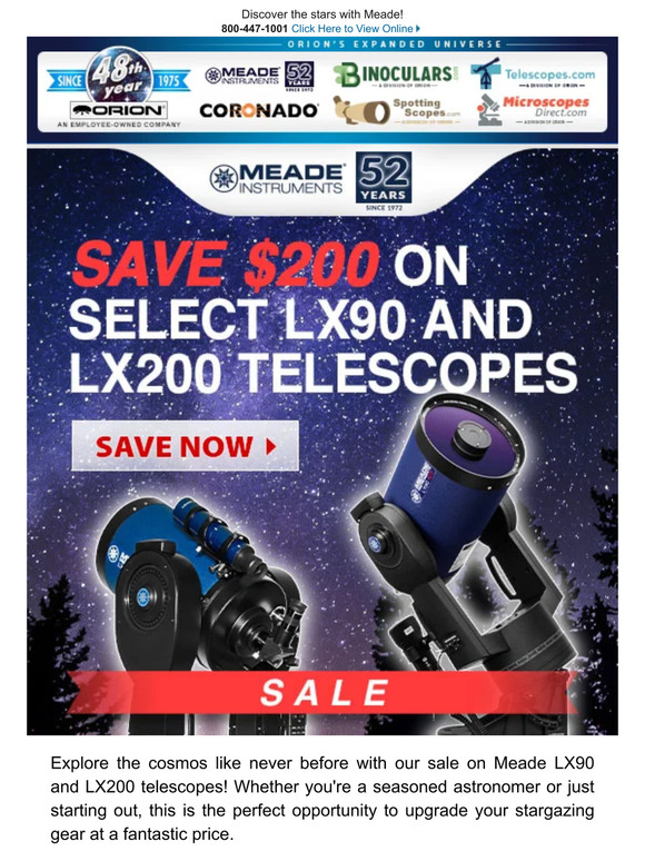Big Savings on Meade LX90 and LX200 Telescopes