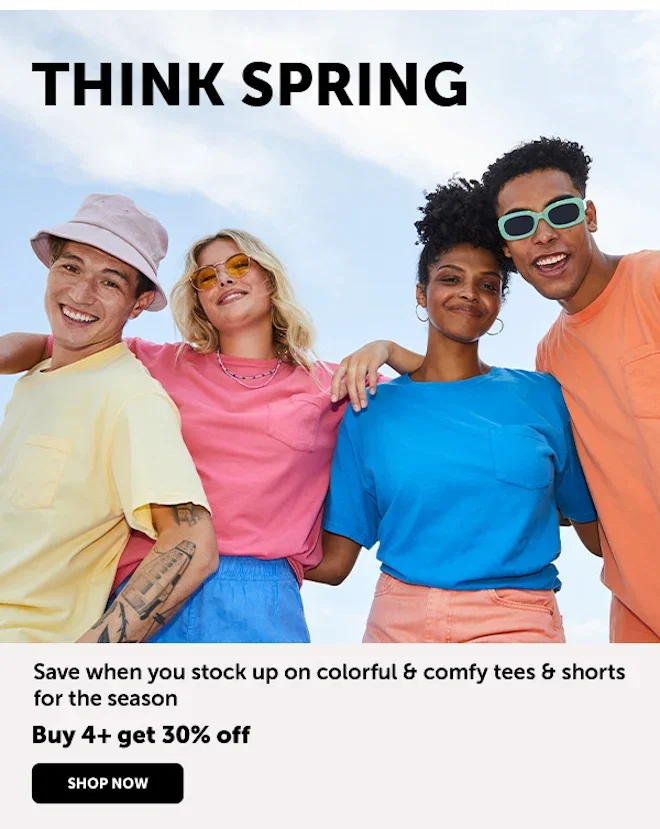 Tees & Shorts Buy 4+ Get 30% Off
