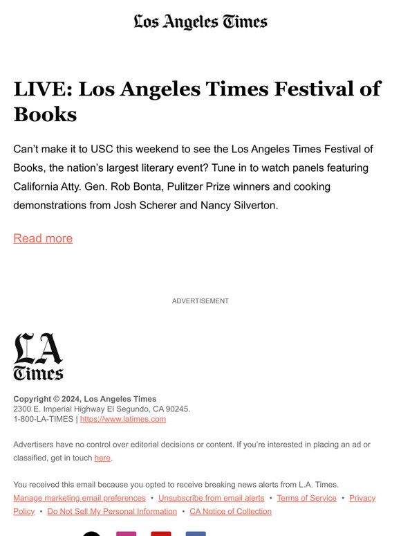 Watch our L.A. Times Festival of Books livestream