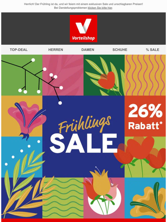 🌷 Erwecken Sie Ihren Frühlingsstil: 26% Rabatt auf ALLES!