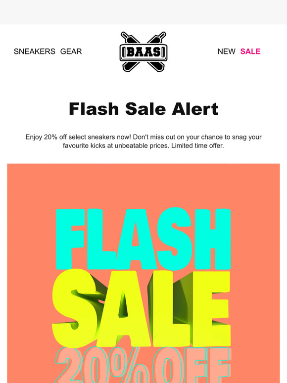 Flash Sale 20% Off Select Styles