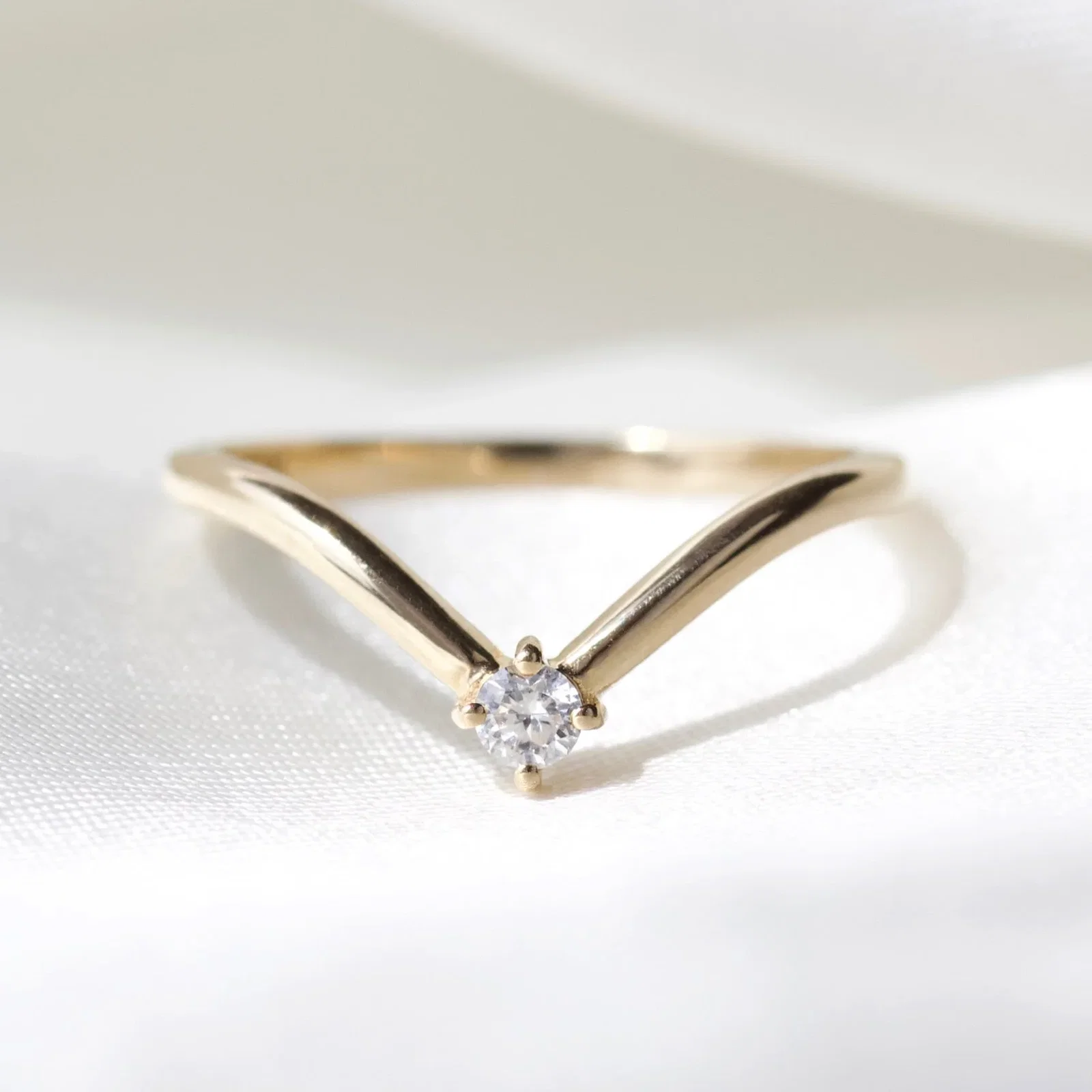 Image of Diamond Solitaire Wedding Band