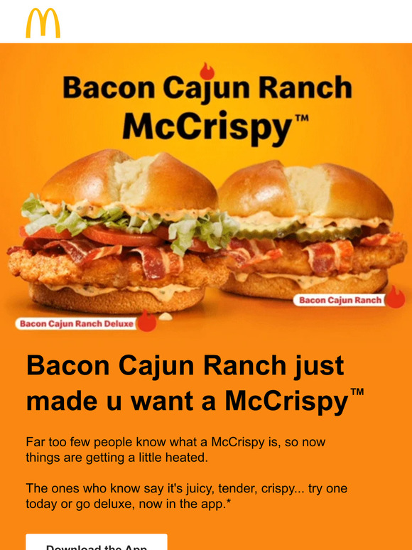McDonald's Limited time new Bacon Cajun Ranch McCrispy™ 👀 Milled