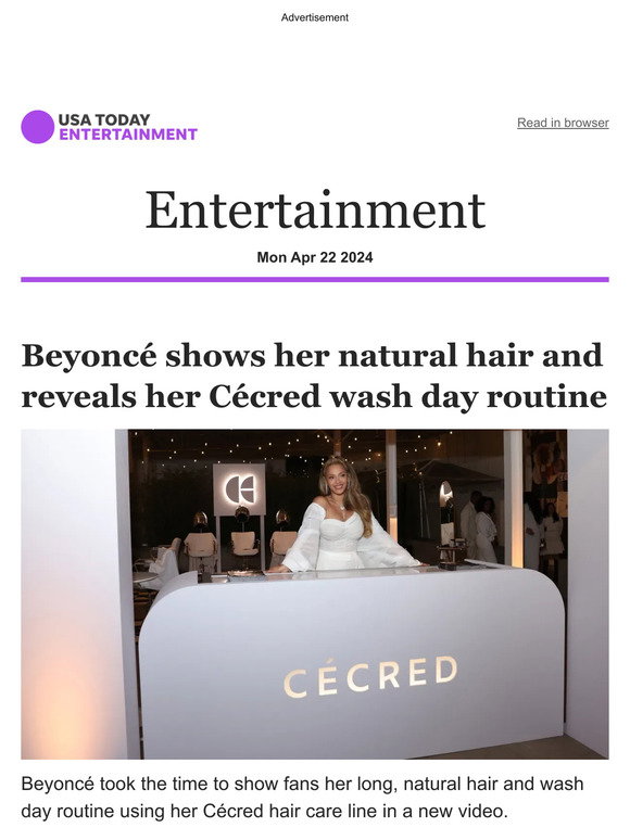 USA TODAY: Entertainment: Beyoncé shows her natural hair and reveals ...