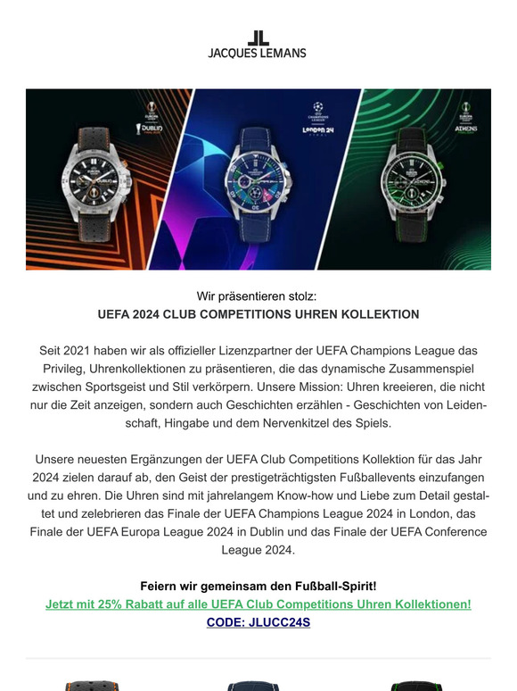Entdecke die neuen UEFA CLUB COMPETITIONS UHREN